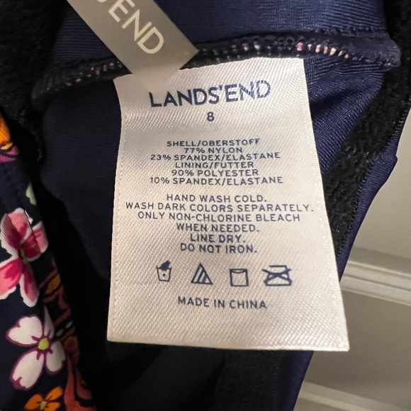 Lands End Floral Navy Tugless One-Piece Swimsuit - Picture 5 of 7